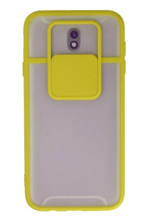 Samsung Galaxy J7 Pro / J730 Kılıf Palm Buzlu Kamera Sürgülü Silikon - Sarı-(5796)