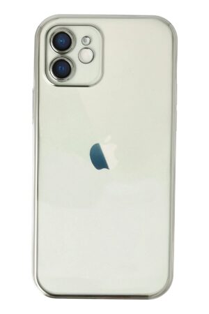 iPhone 12 Kılıf Lensli Silikon - Gümüş-(5796)