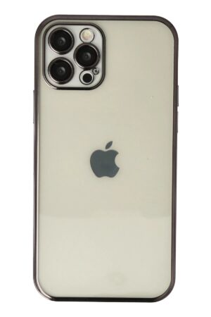 iPhone 12 Pro Max Kılıf Lensli Silikon - Siyah-(5796)