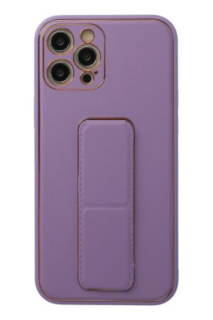 iPhone 12 Pro Kılıf Coco Deri Standlı Kapak - Lila-(5796)