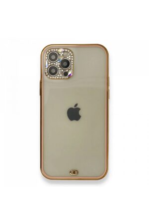 iPhone 12 Pro Kılıf Liva Taşlı Silikon - Pembe-(5796)