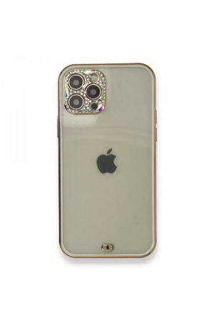 iPhone 12 Pro Kılıf Liva Taşlı Silikon - Beyaz-(5796)
