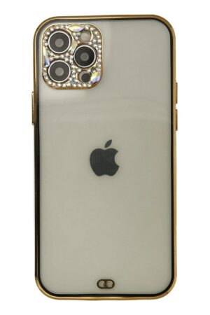 iPhone 12 Pro Max Kılıf Liva Taşlı Silikon - Siyah-(5796)