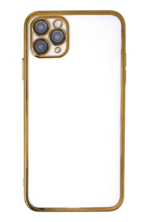 iPhone 11 Pro Max Kılıf Lensli Silikon - Gold-(5796)