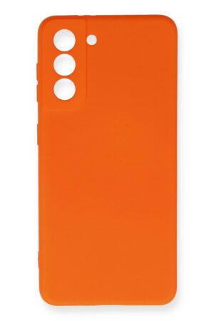 Samsung Galaxy S21 FE Kılıf Nano içi Kadife Silikon - Turuncu-(5796)