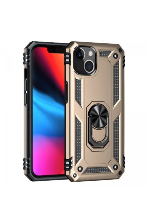 iPhone 13 Kılıf Sofya Yüzüklü Silikon Kapak - Gold-(5796)