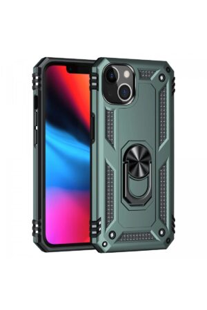 iPhone 13 Kılıf Sofya Yüzüklü Silikon Kapak - Yeşil-(5796)