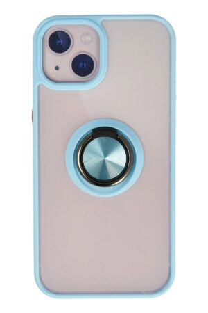 iPhone 13 Kılıf Montreal Yüzüklü Silikon Kapak - Buz Mavi-(5796)
