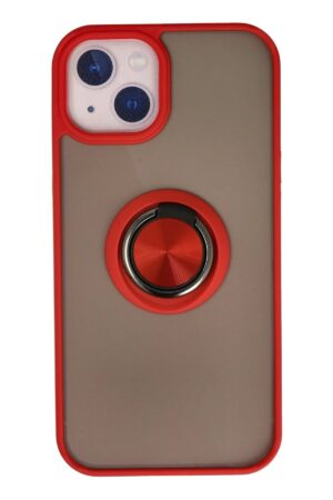 iPhone 13 Kılıf Montreal Yüzüklü Silikon Kapak - Kırmızı-(5796)