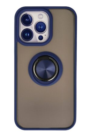 iPhone 13 Pro Kılıf Montreal Yüzüklü Silikon Kapak - Lacivert-(5796)