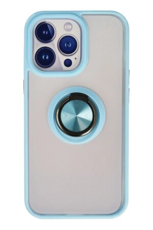 iPhone 13 Pro Max Kılıf Montreal Yüzüklü Silikon Kapak - Buz Mavi-(5796)