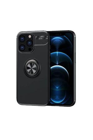iPhone 13 Pro Max Kılıf Range Yüzüklü Silikon - Siyah-(5796)