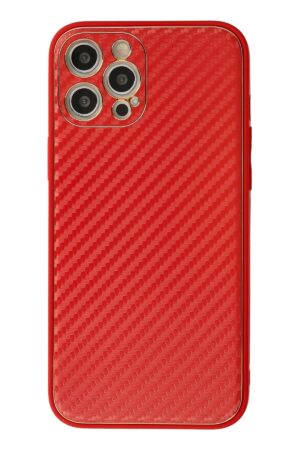 iPhone 12 Pro Kılıf Coco Karbon Silikon - Kırmızı-(5796)