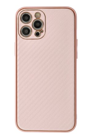 iPhone 12 Pro Max Kılıf Coco Karbon Silikon - Pembe-(5796)