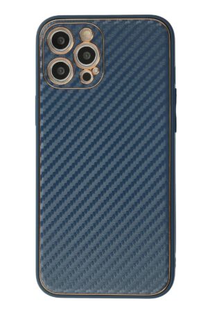 iPhone 12 Pro Max Kılıf Coco Karbon Silikon - Mavi-(5796)