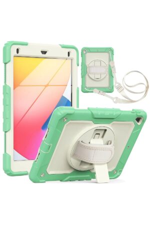 iPad 5 Air 9.7 Kılıf Strap New Tablet Kapak - Yeşil-(5796)