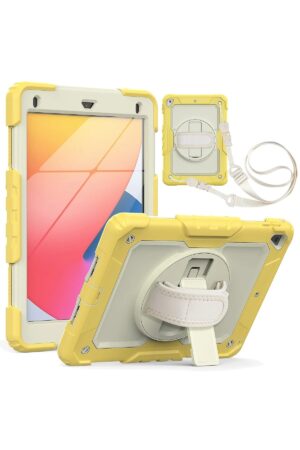 iPad 5 Air 9.7 Kılıf Strap New Tablet Kapak - Sarı-(5796)