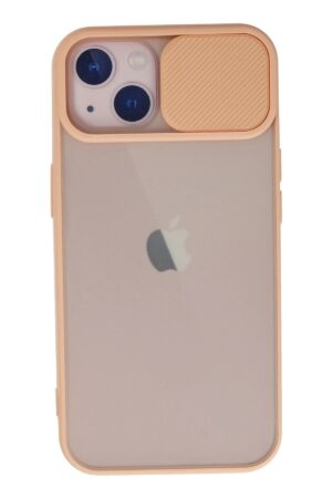 iPhone 13 Kılıf Palm Buzlu Kamera Sürgülü Silikon - Pembe-(5796)