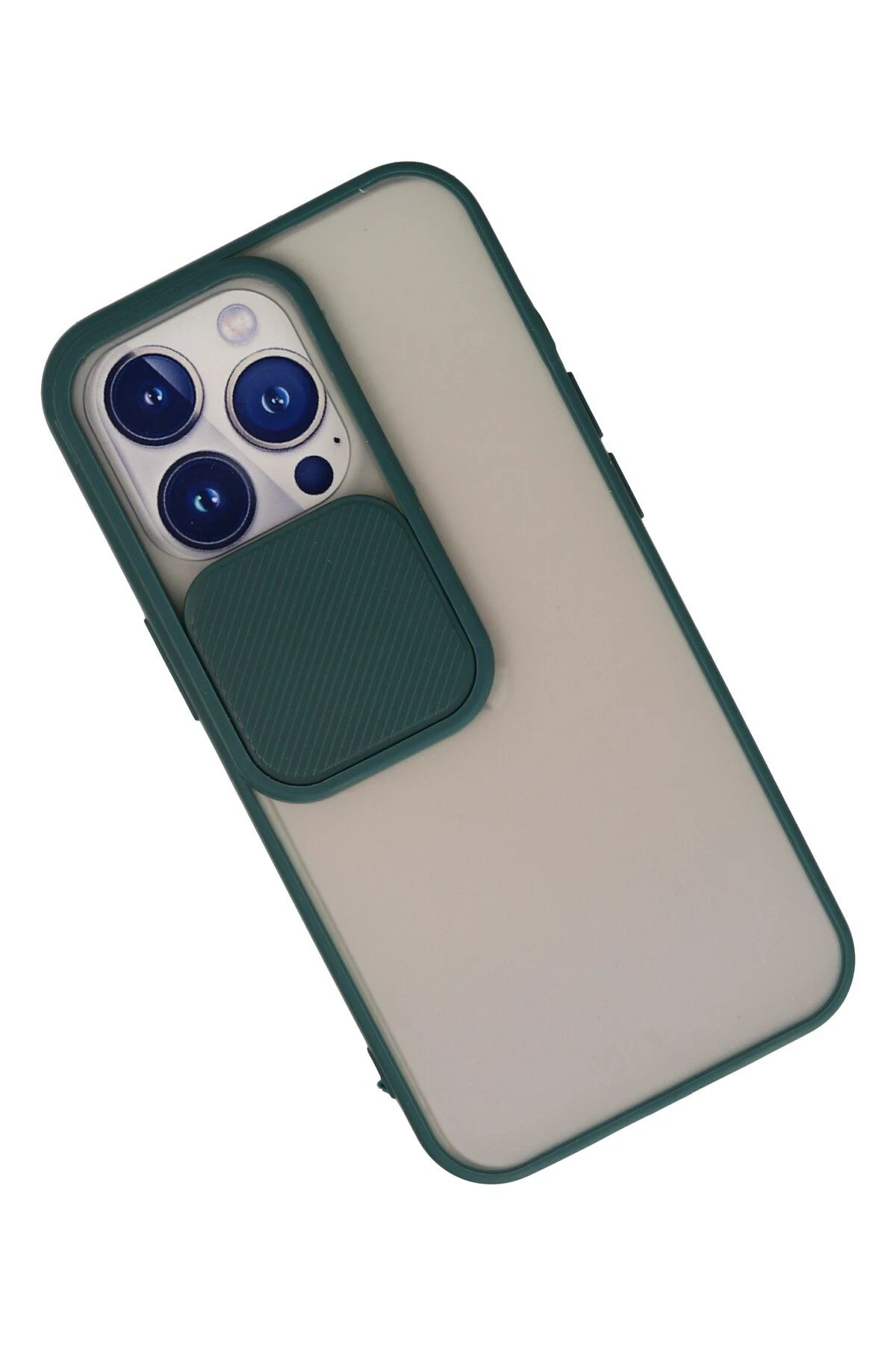 iPhone 13 Pro Kılıf Palm Buzlu Kamera Sürgülü Silikon - Yeşil-(5796) - Görsel 3