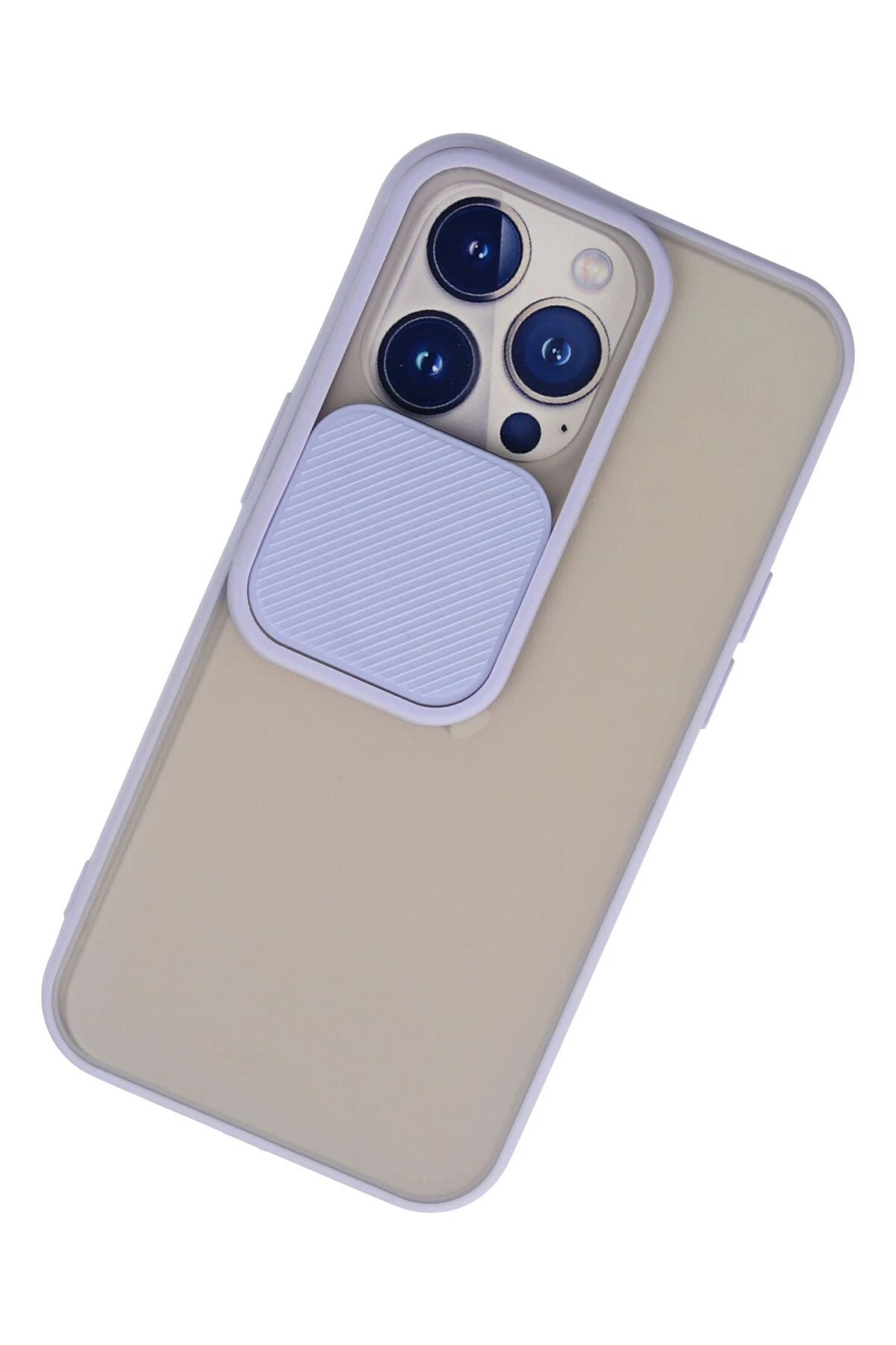 iPhone 13 Pro Kılıf Palm Buzlu Kamera Sürgülü Silikon - Lila-(5796) - Görsel 3