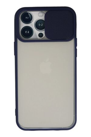 iPhone 13 Pro Max Kılıf Palm Buzlu Kamera Sürgülü Silikon - Lacivert-(5796)