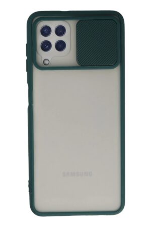 Samsung Galaxy A22 Kılıf Palm Buzlu Kamera Sürgülü Silikon - Yeşil-(5796)