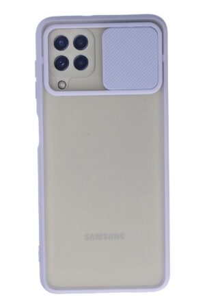 Samsung Galaxy A22 Kılıf Palm Buzlu Kamera Sürgülü Silikon - Lila-(5796)