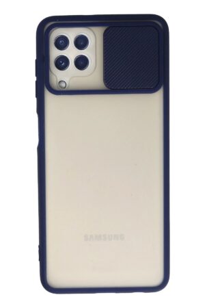 Samsung Galaxy A22 Kılıf Palm Buzlu Kamera Sürgülü Silikon - Lacivert-(5796)