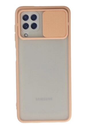 Samsung Galaxy A22 Kılıf Palm Buzlu Kamera Sürgülü Silikon - Pembe-(5796)