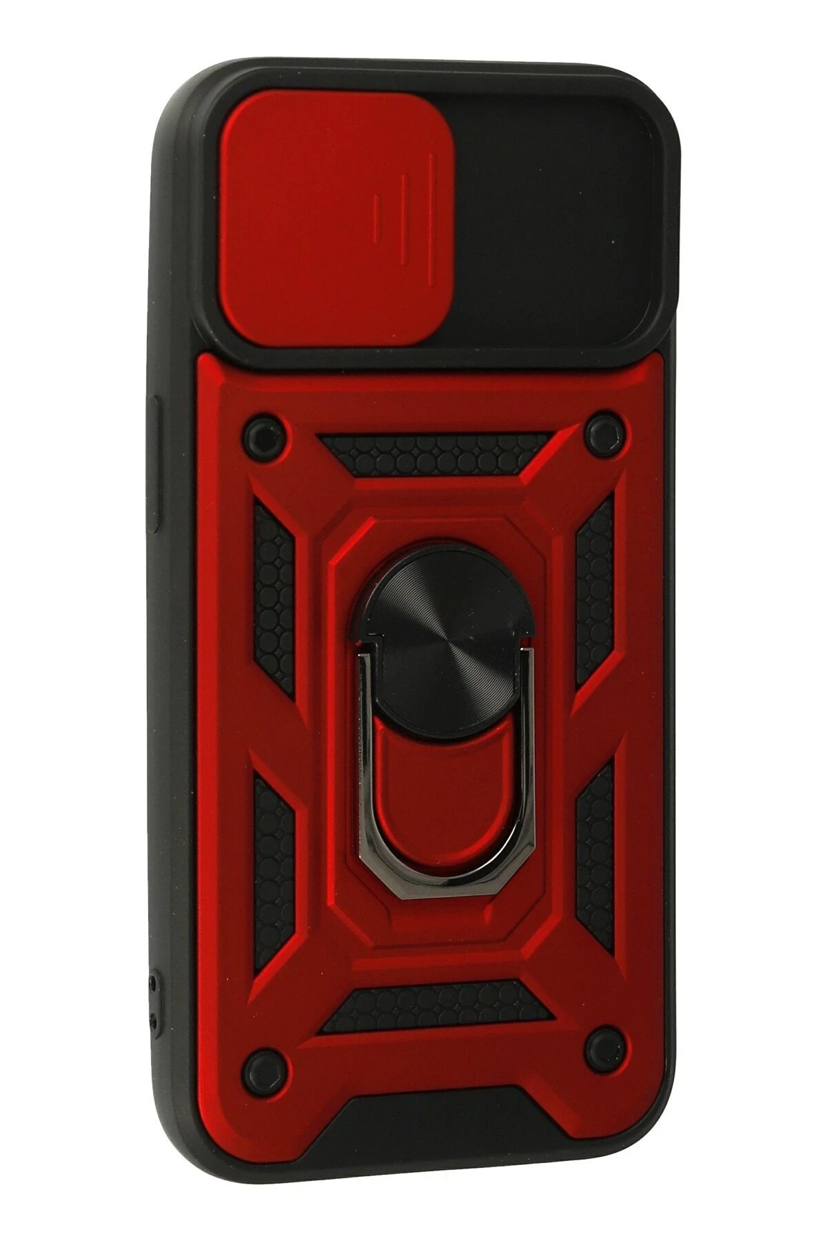 iPhone 13 Kılıf Pars Lens Yüzüklü Silikon - Kırmızı-(5796) - Görsel 2