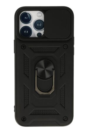 iPhone 13 Pro Max Kılıf Pars Lens Yüzüklü Silikon - Siyah-(5796)