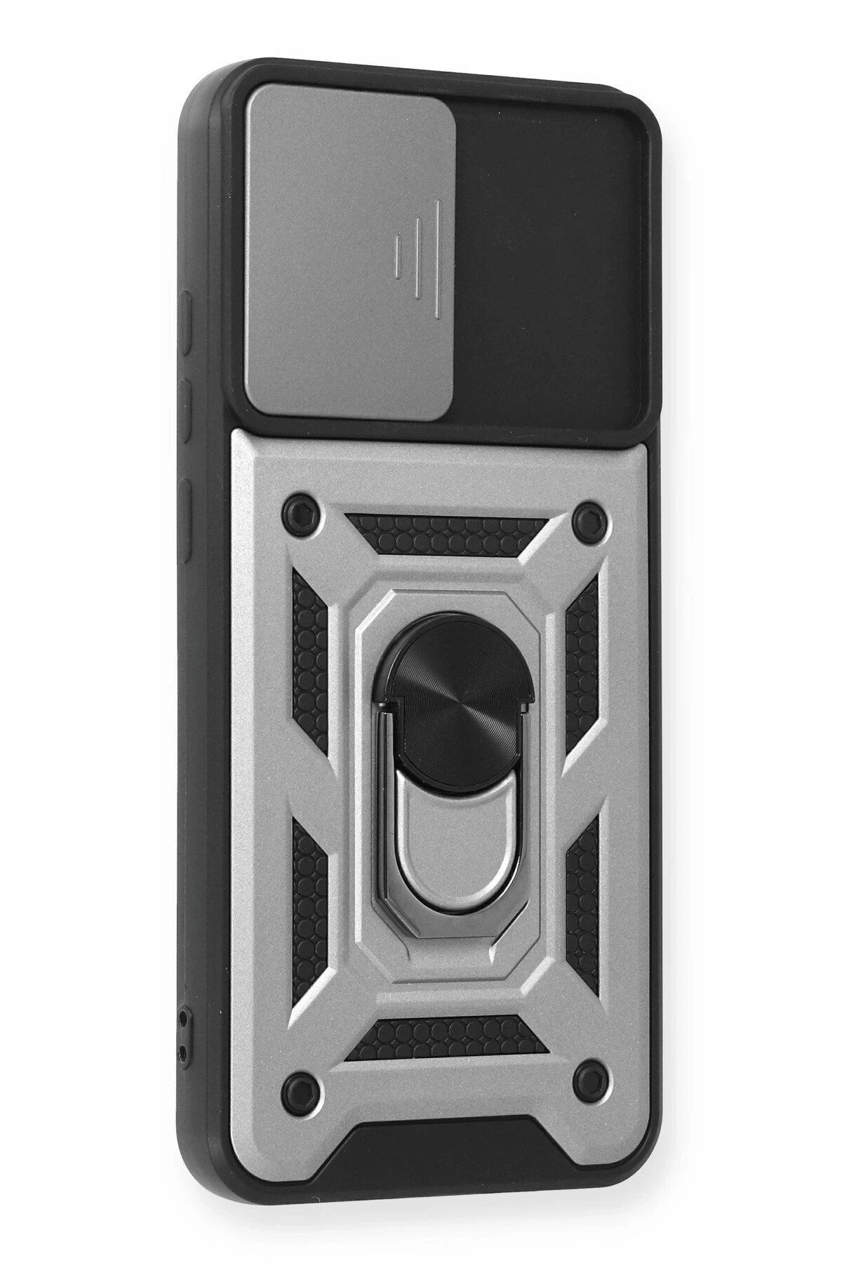 Samsung Galaxy A03S Kılıf Pars Lens Yüzüklü Silikon - Gümüş-(5796) - Görsel 2