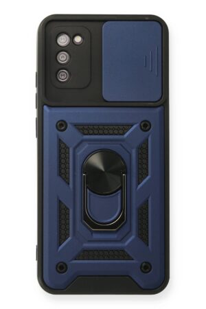 Samsung Galaxy A03S Kılıf Pars Lens Yüzüklü Silikon - Lacivert-(5796)