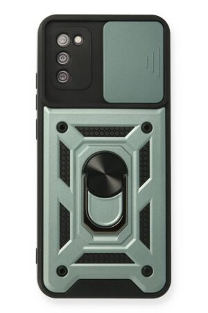 Samsung Galaxy A03S Kılıf Pars Lens Yüzüklü Silikon - Yeşil-(5796)