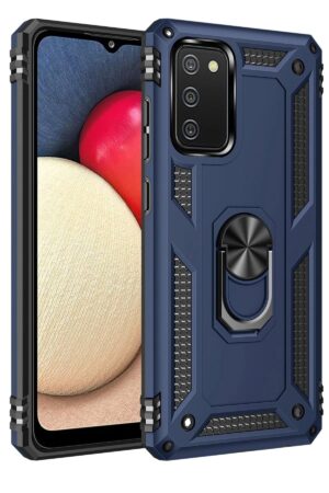 Samsung Galaxy A03S Kılıf Sofya Yüzüklü Silikon Kapak - Lacivert-(5796)