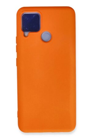 Realme C15 Kılıf Nano içi Kadife Silikon - Turuncu-(5796)