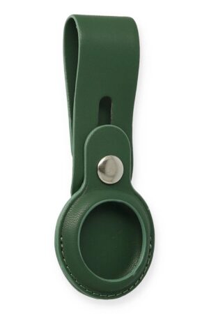 Airtag Askılı Deri Kılıf - Koyu Yeşil-(5796)