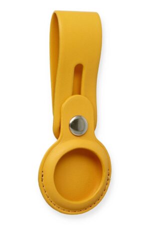 Airtag Askılı Deri Kılıf - Sarı-(5796)