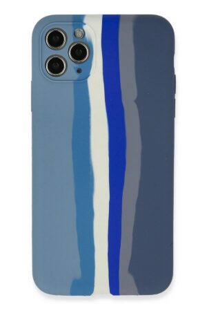iPhone 11 Pro Kılıf Ebruli Lansman Silikon - Mavi-Gri-(5796)