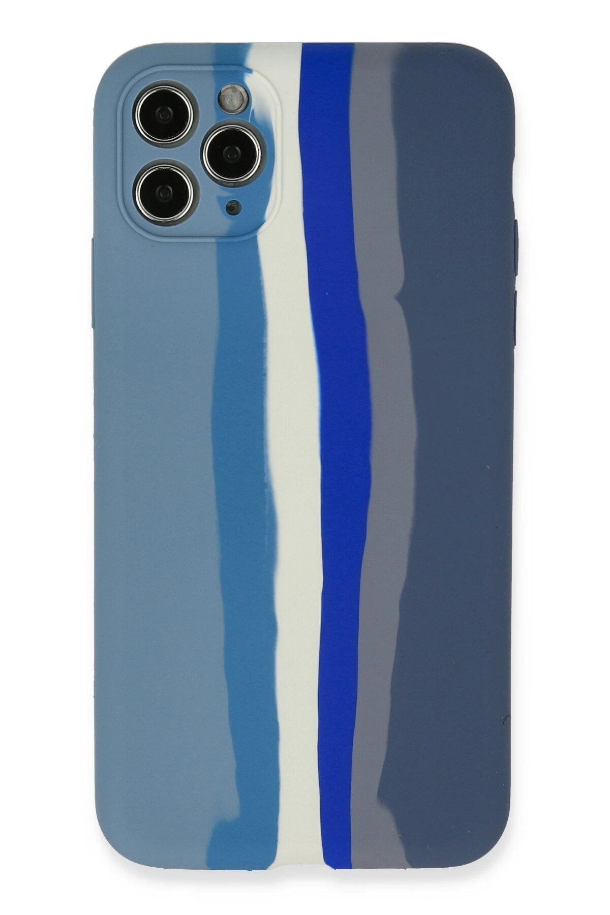 iPhone 11 Pro Kılıf Ebruli Lansman Silikon - Mavi-Gri-(5796)