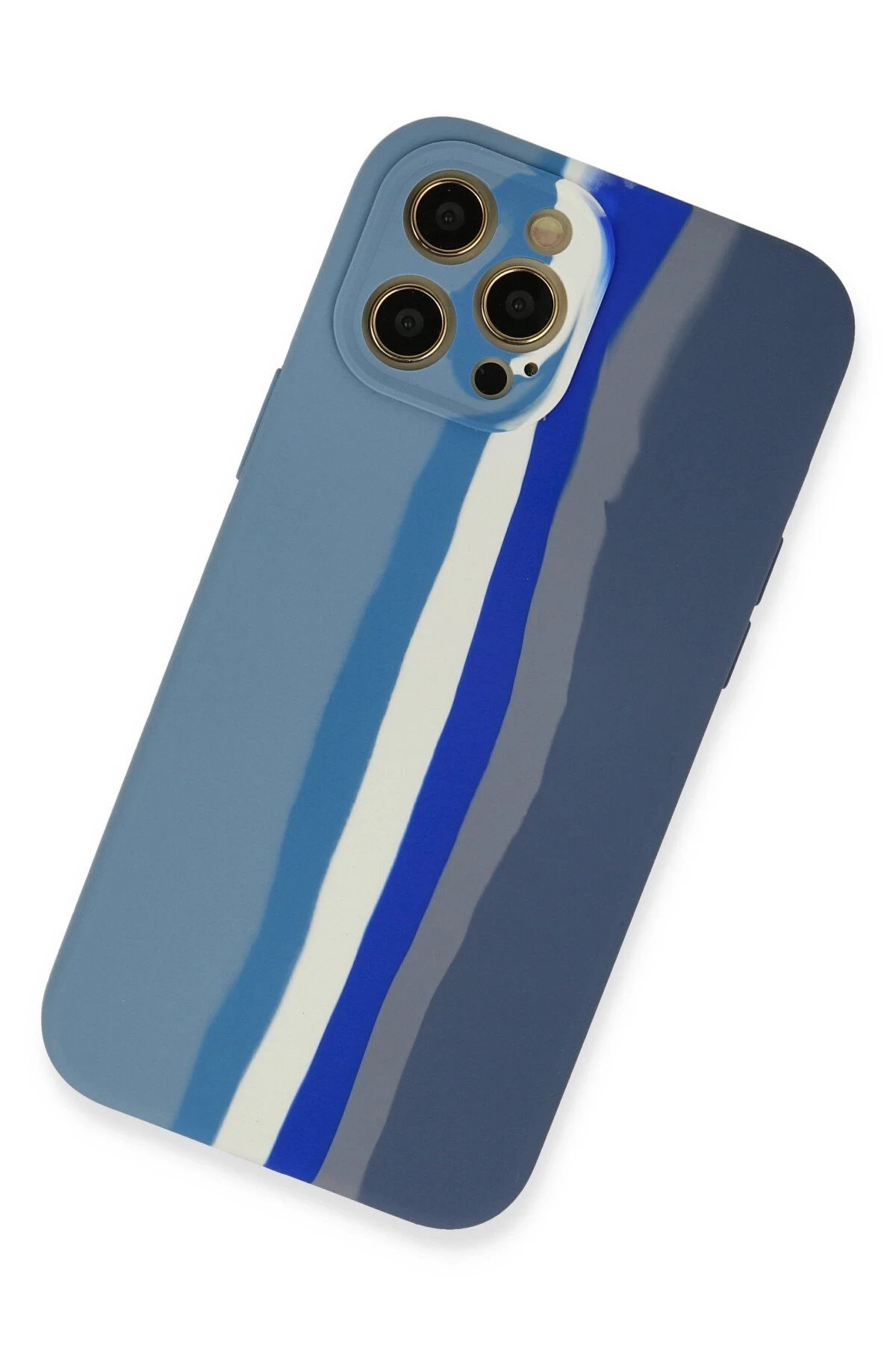 iPhone 12 Pro Kılıf Ebruli Lansman Silikon - Mavi-Gri-(5796) - Görsel 2