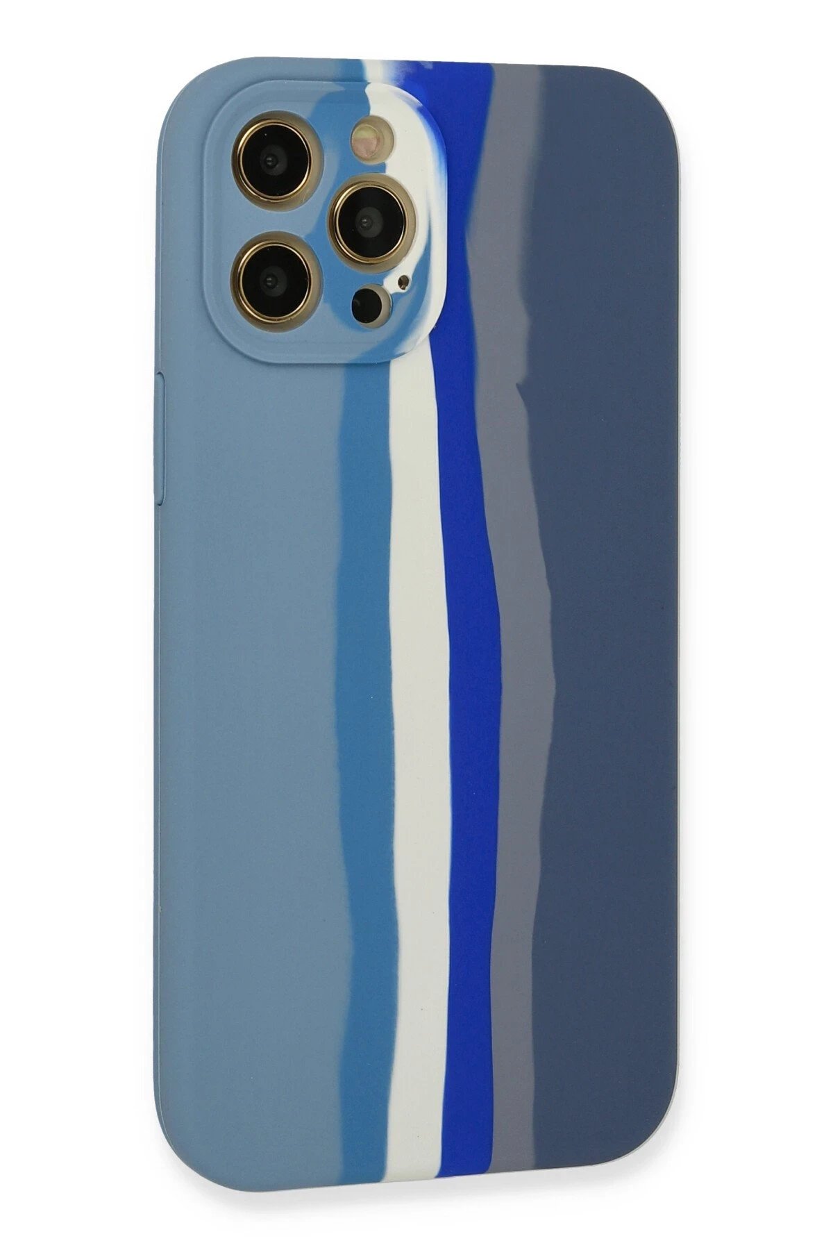 iPhone 12 Pro Kılıf Ebruli Lansman Silikon - Mavi-Gri-(5796) - Görsel 3