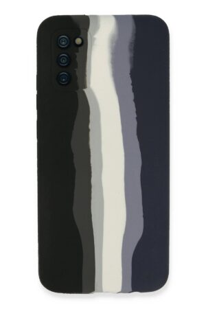 Samsung Galaxy A03S Kılıf Ebruli Lansman Silikon - Siyah-Lacivert-(5796)