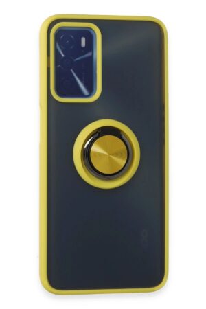 Oppo A16 Kılıf Montreal Yüzüklü Silikon Kapak - Sarı-(5796)