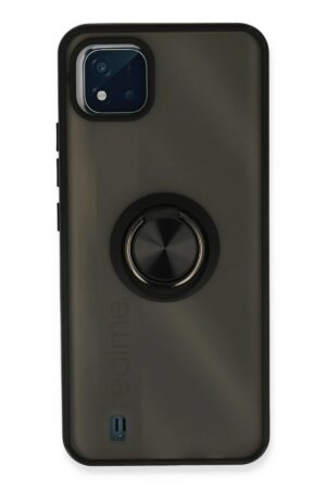 Realme C11 2021 Kılıf Montreal Yüzüklü Silikon Kapak - Siyah-(5796)