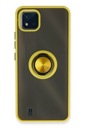 Realme C11 2021 Kılıf Montreal Yüzüklü Silikon Kapak - Sarı-(5796)