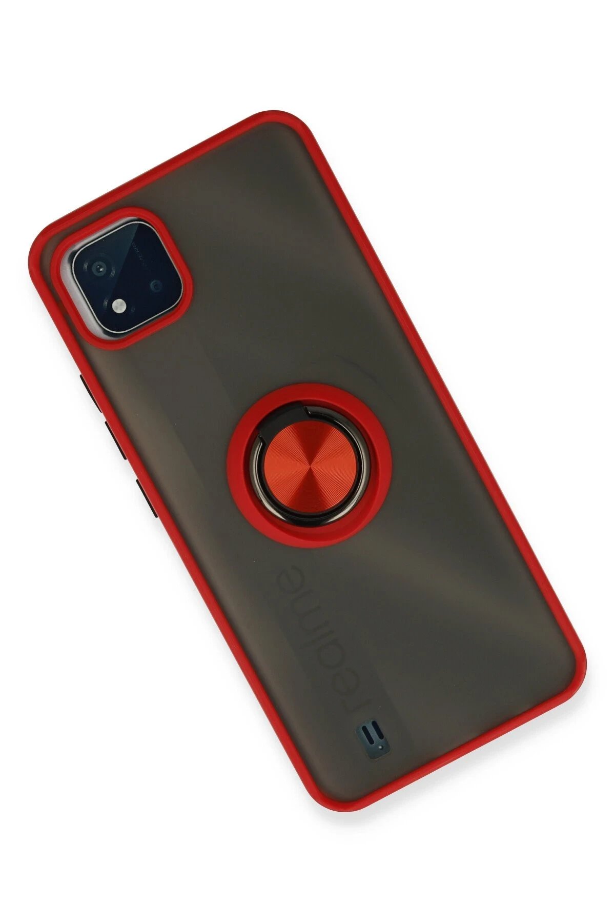 Realme C11 2021 Kılıf Montreal Yüzüklü Silikon Kapak - Kırmızı-(5796) - Görsel 2