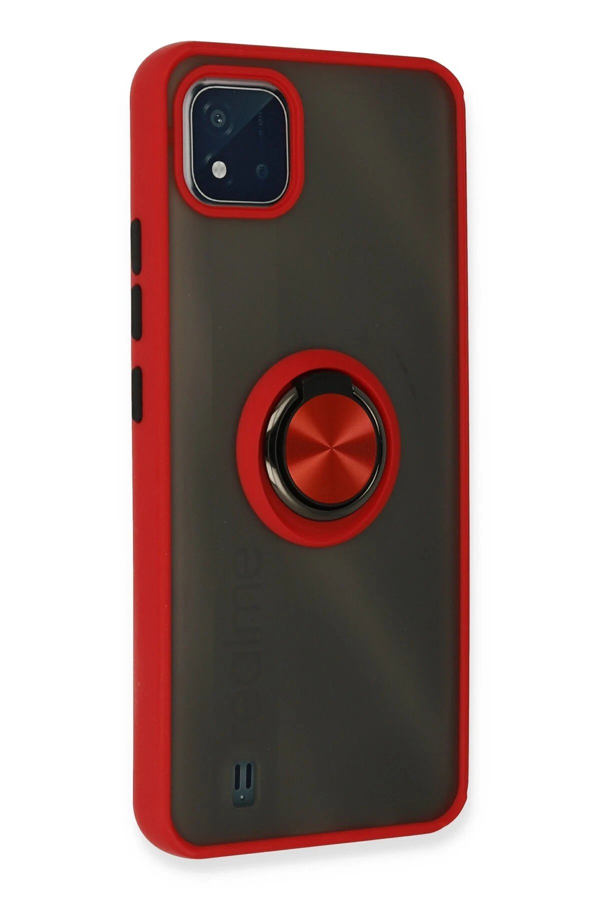 Realme C11 2021 Kılıf Montreal Yüzüklü Silikon Kapak - Kırmızı-(5796) - Görsel 3