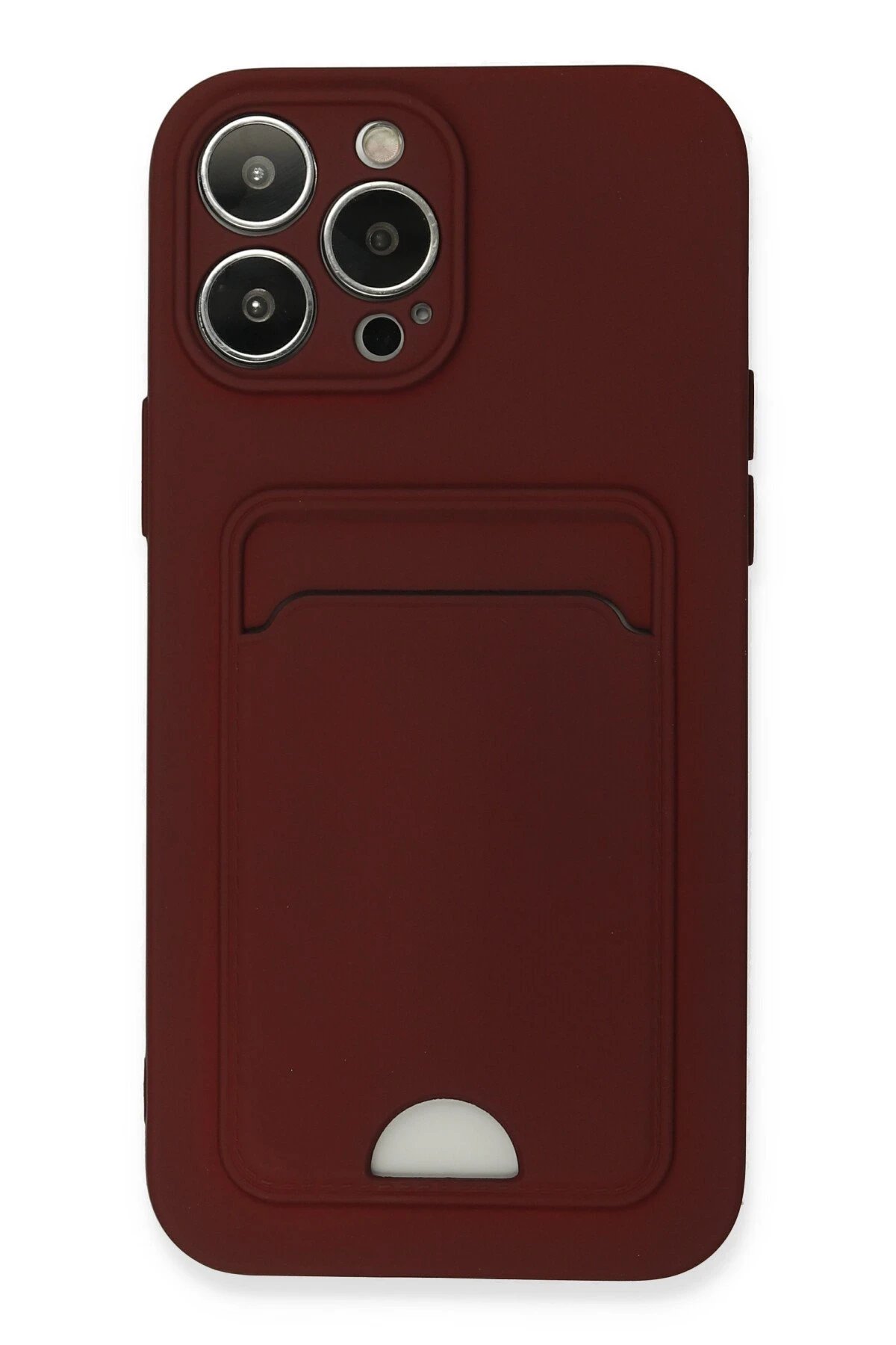 iPhone 13 Pro Max Kılıf Kelvin Kartvizitli Silikon - Bordo-(5796)