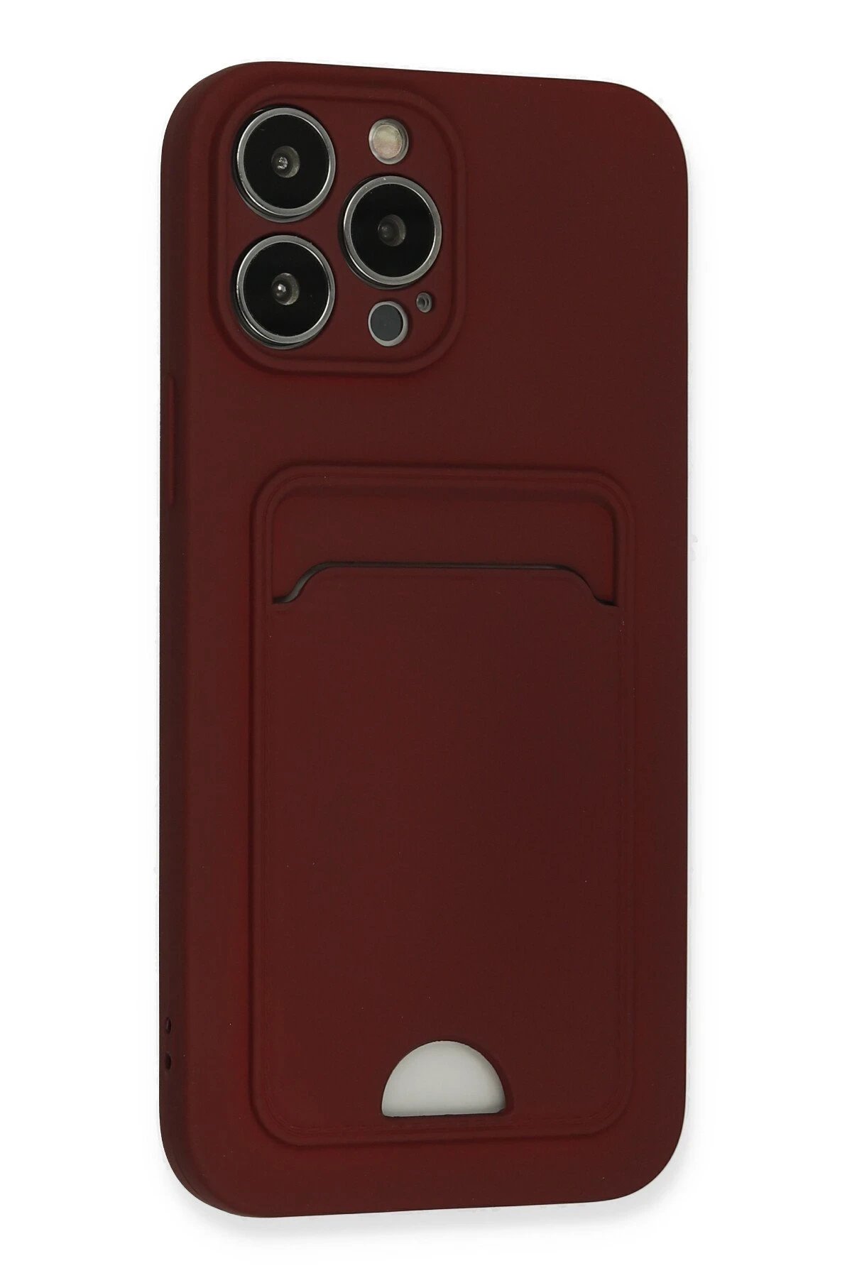 iPhone 13 Pro Max Kılıf Kelvin Kartvizitli Silikon - Bordo-(5796) - Görsel 2